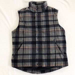 EUC Gap Plaid Turtle Neck Wool Blend Puffer Vest